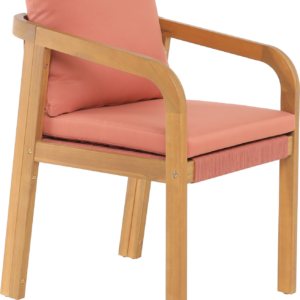 Udendørs spisebordsstol Delgado fra Nordlys Furniture i FSC-akacietræ med lyserøde bløde hynder H88ÃB51ÃD61 cm